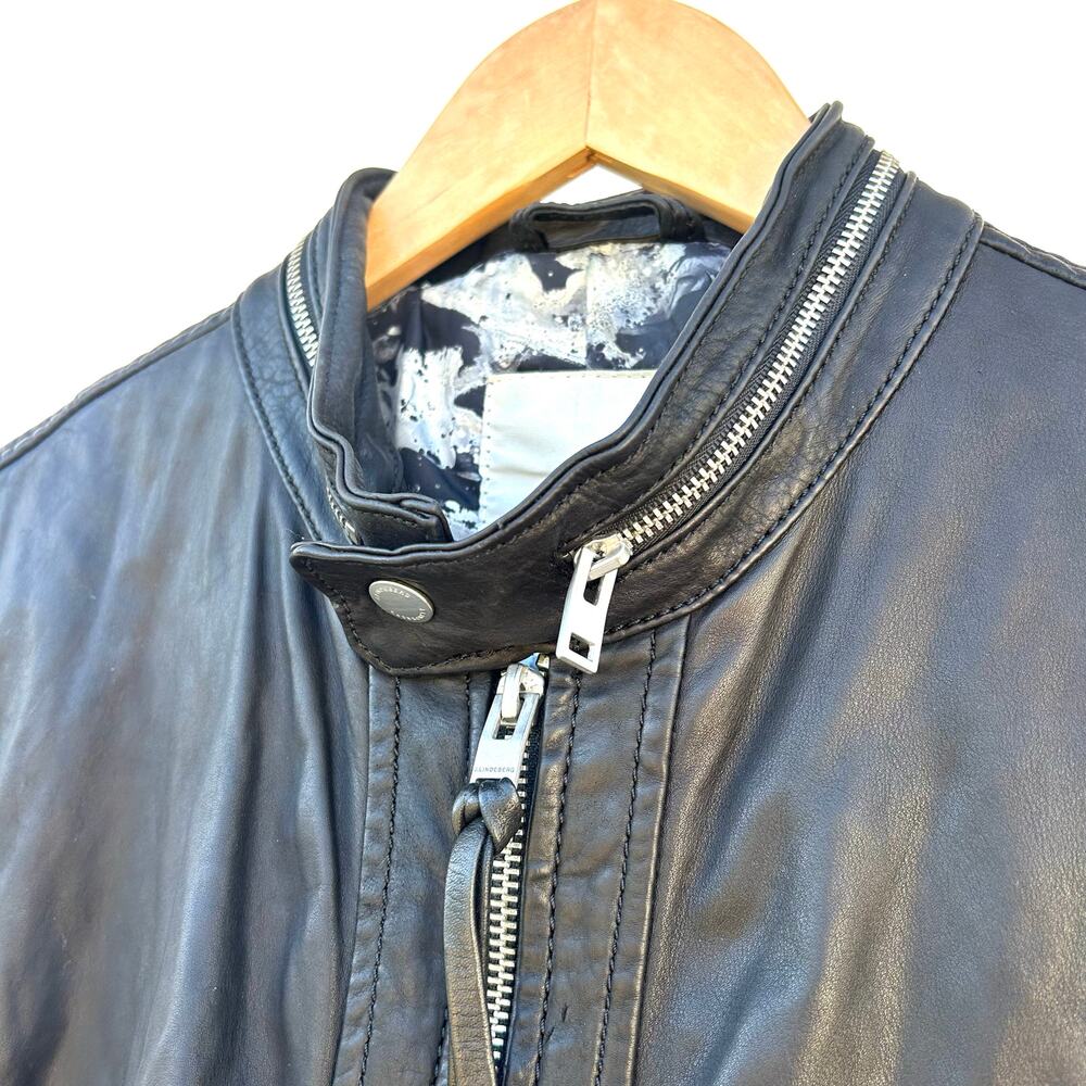 J. Lindeberg Men’s Moto Biker Leather Jacket Zip Black Medium J.Lindberg - Picture 5 of 12